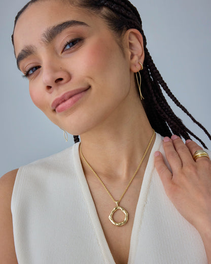 Irregular Hammered Circle Pendant