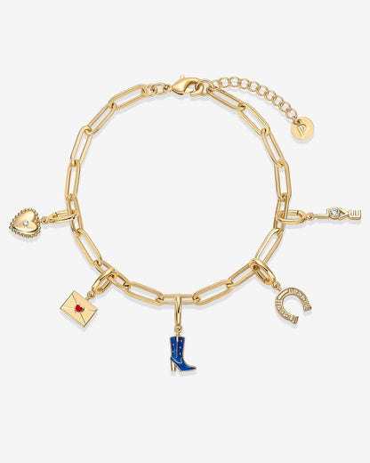 Western Meets Romantic vibes Charm Paperclip Bracelet Set