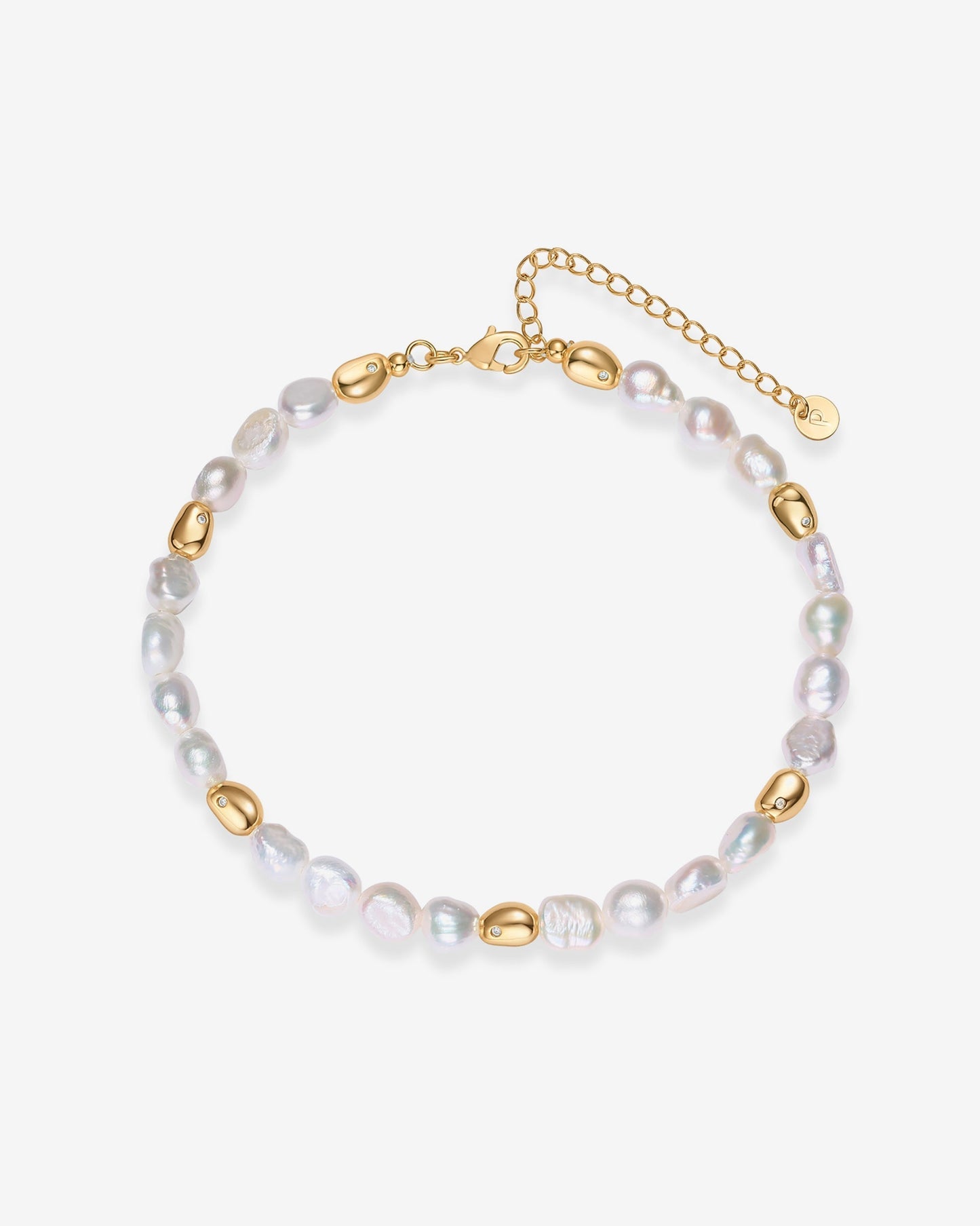 Gold and Freshwater Pearl Bead Anklet