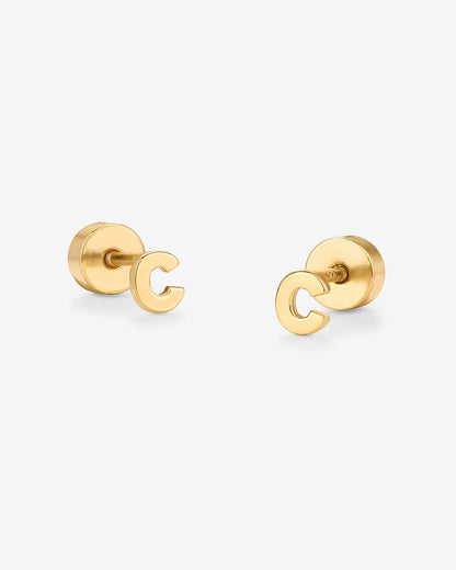 Initial Letter Flatback Earrings