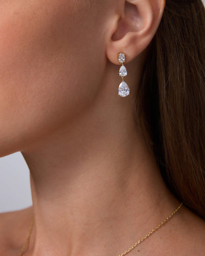 Pear Cubic Zirconia Drop Bridal Earrings