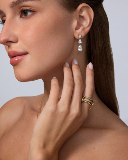 Pear Cubic Zirconia Drop Bridal Earrings