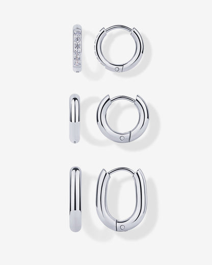 Huggie Hoop Earrings Set