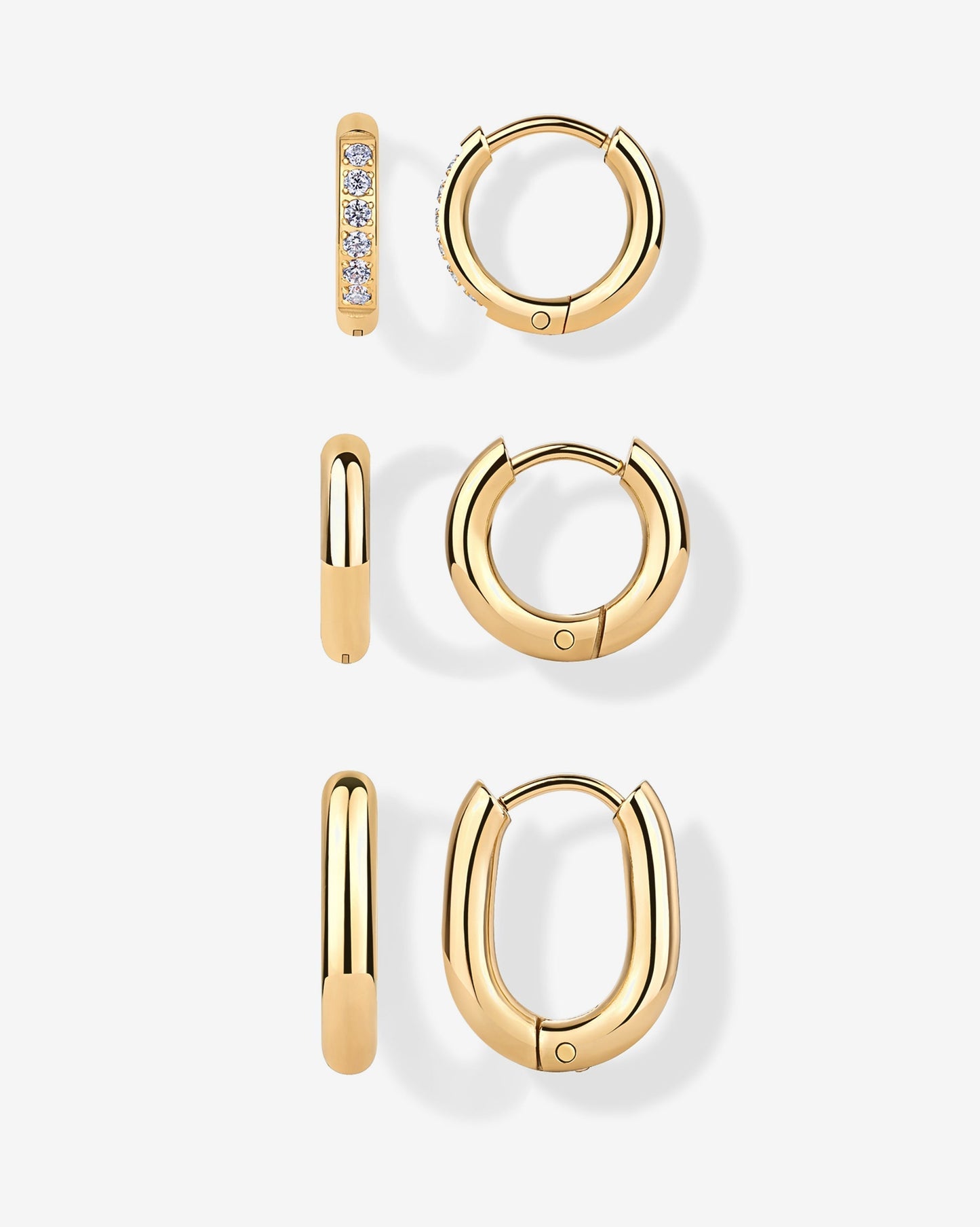 Huggie Hoop Earrings Set