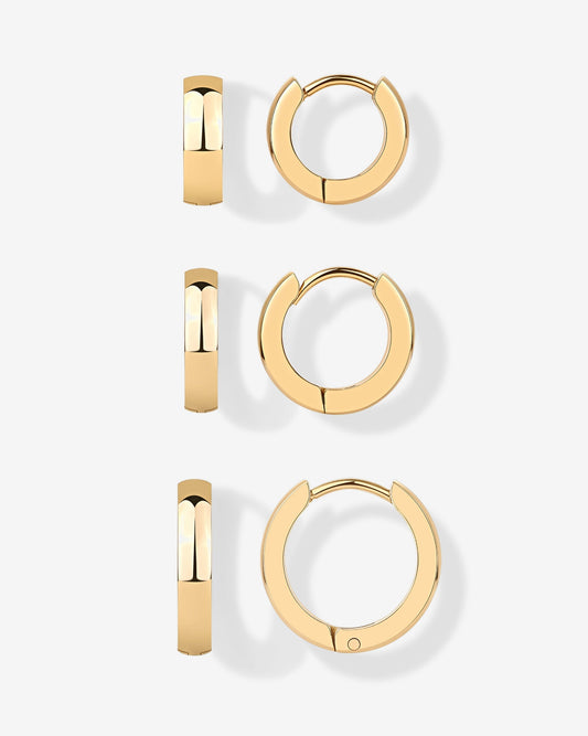Chunky Huggie Hoop Earrings Set