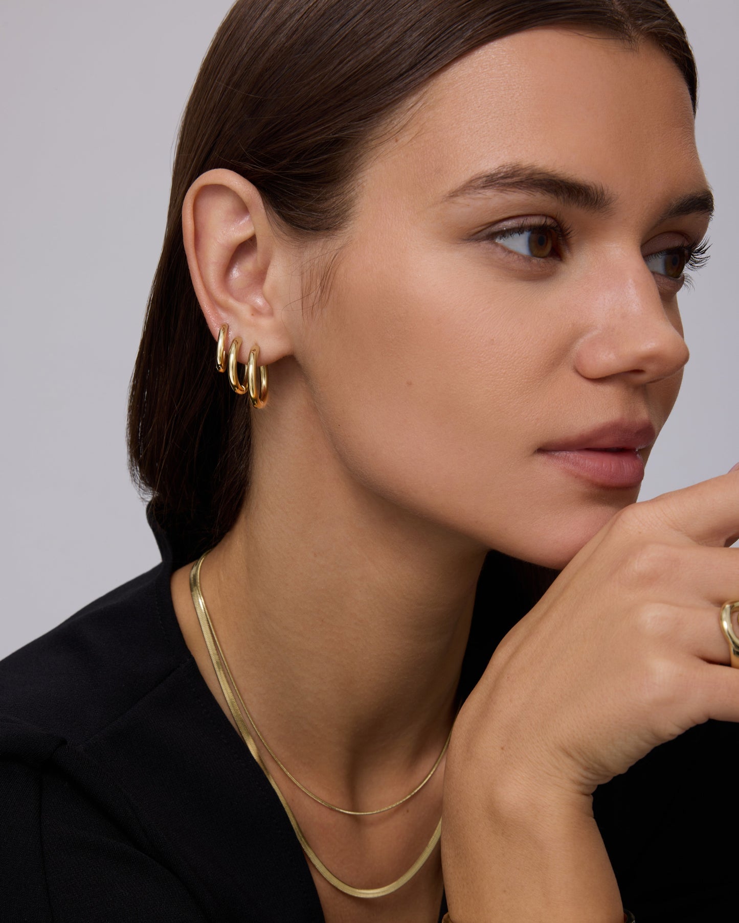 Thin Hoop Earrings Set