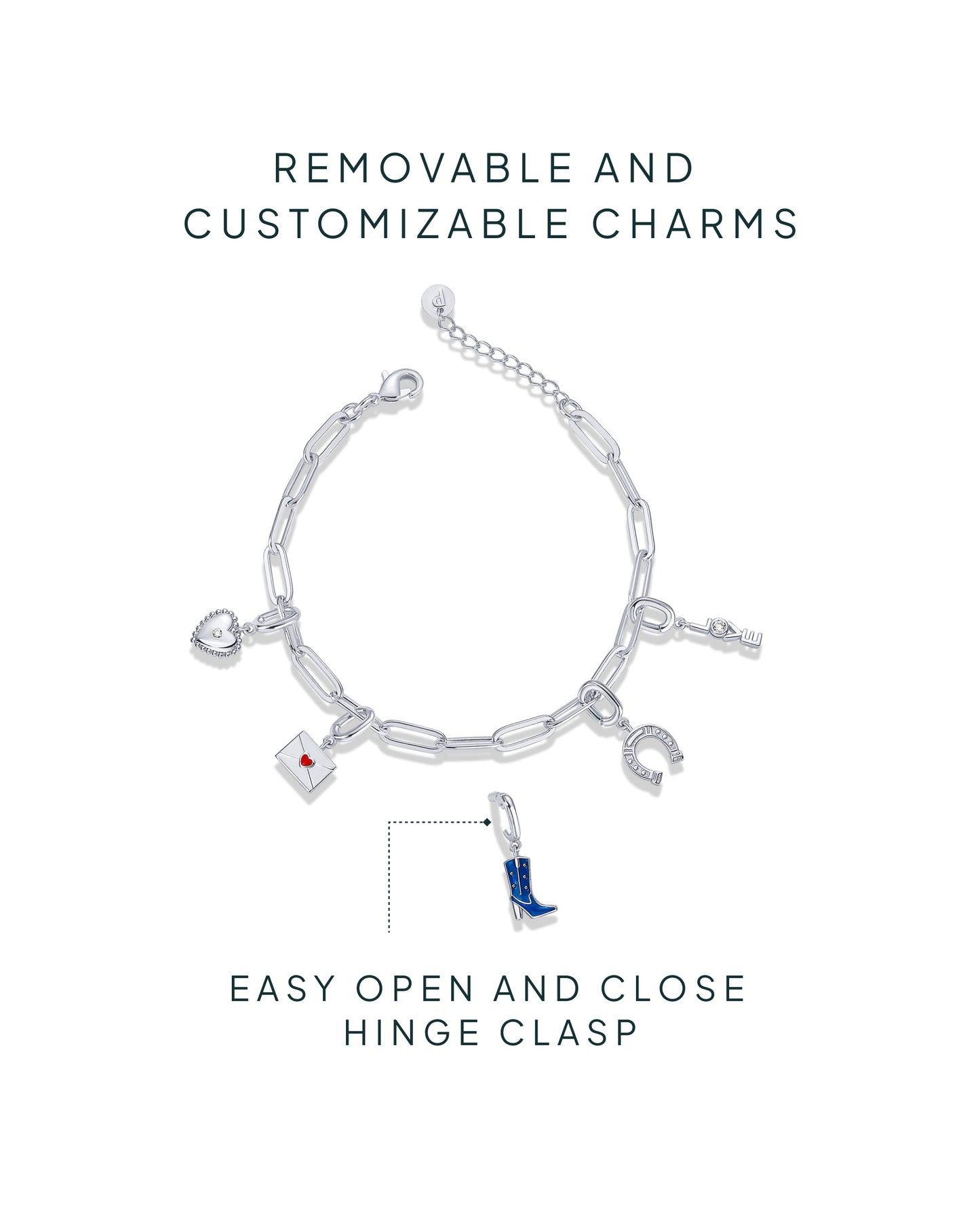 Western Meets Romantic vibes Charm Paperclip Bracelet Set