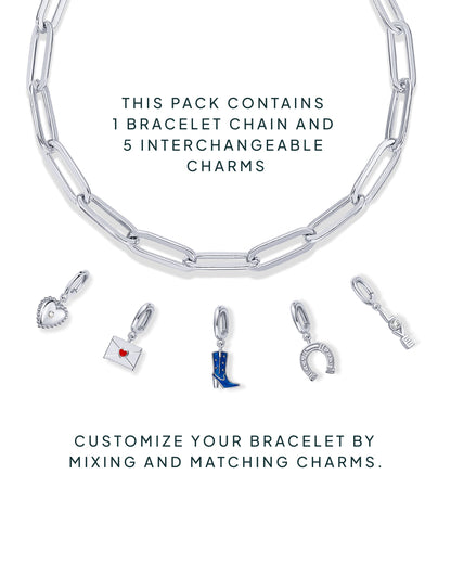 Western Meets Romantic vibes Charm Paperclip Bracelet Set