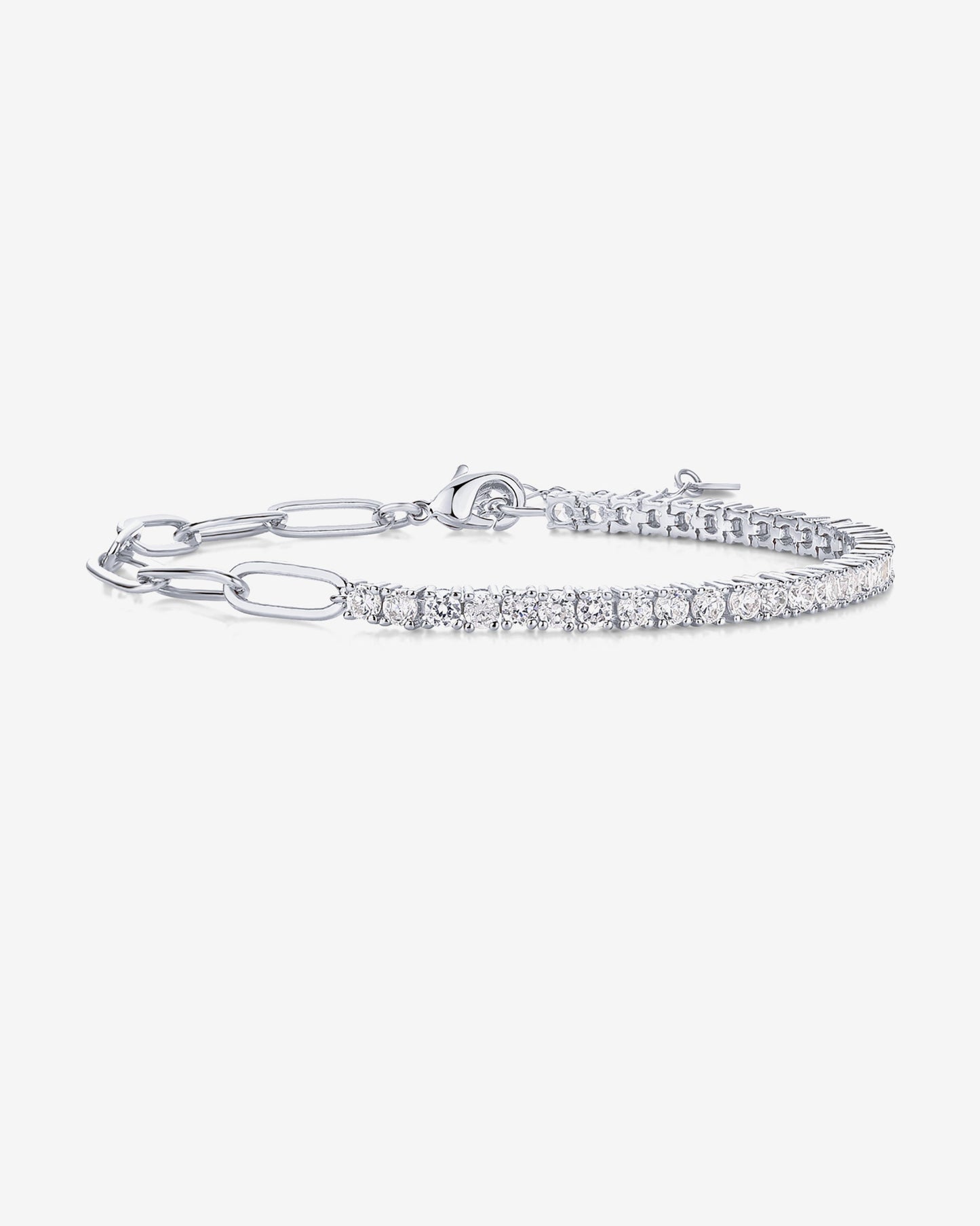 Pavé Tennis & Paperclip Bracelet