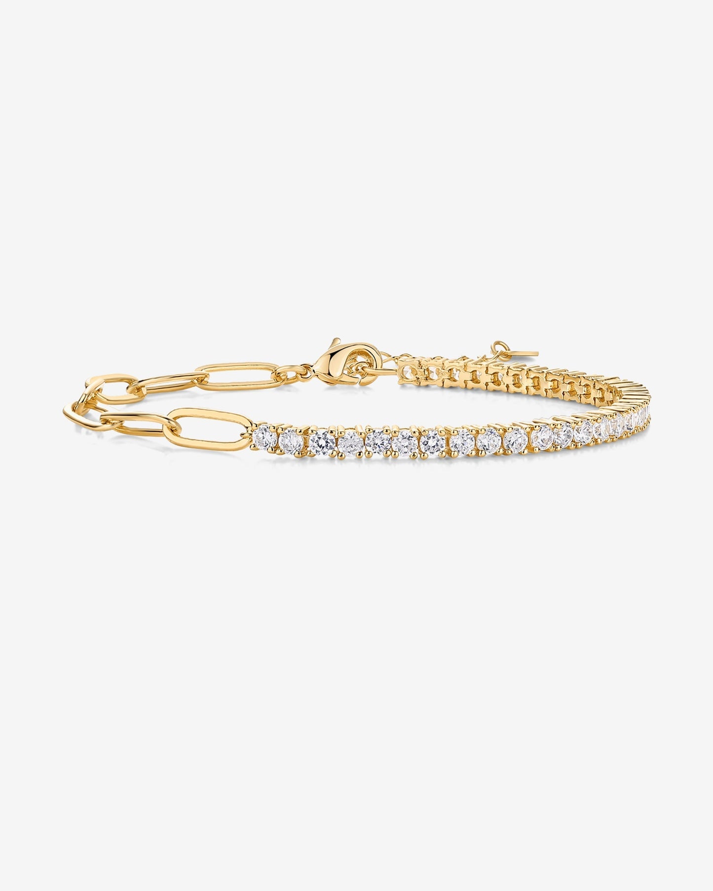 Pavé Tennis & Paperclip Bracelet