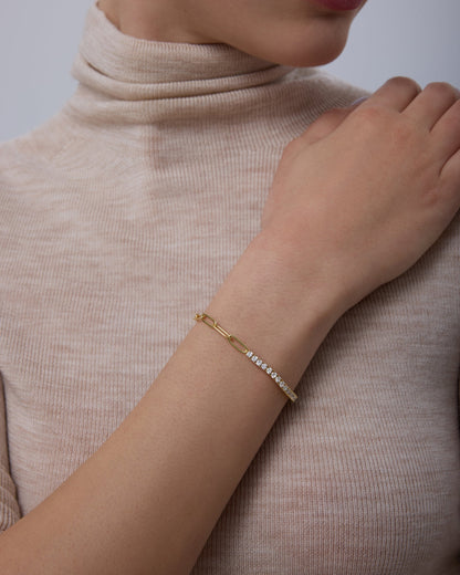 Pavé Tennis & Paperclip Bracelet
