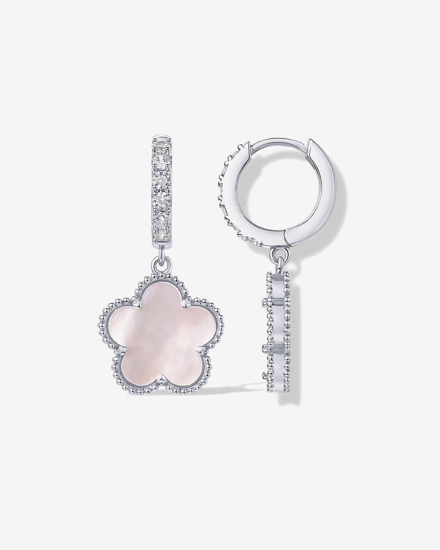 Mother of Pearl & Onyx Huggie Earrings