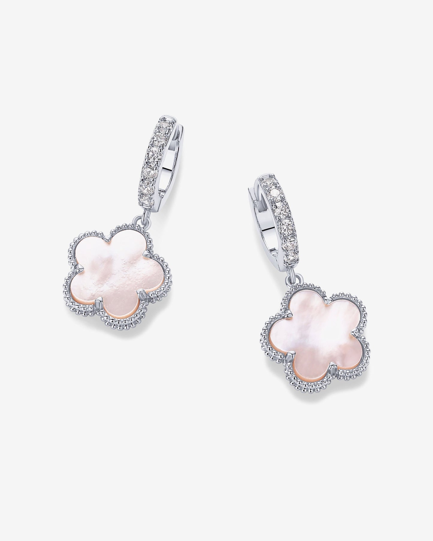 Mother of Pearl & Onyx Huggie Earrings