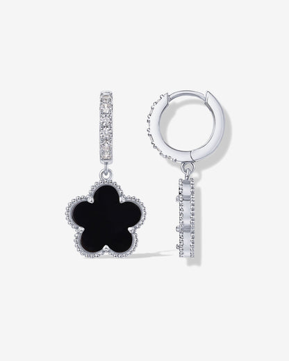 Mother of Pearl & Onyx Huggie Earrings