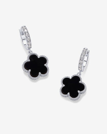 Mother of Pearl & Onyx Huggie Earrings