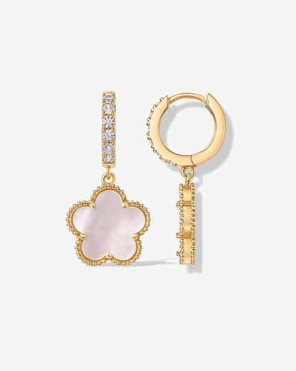 Mother of Pearl & Onyx Huggie Earrings