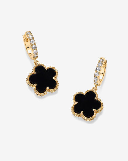 Mother of Pearl & Onyx Huggie Earrings