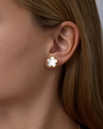 Mother of Pearl & Onyx Stud Earrings