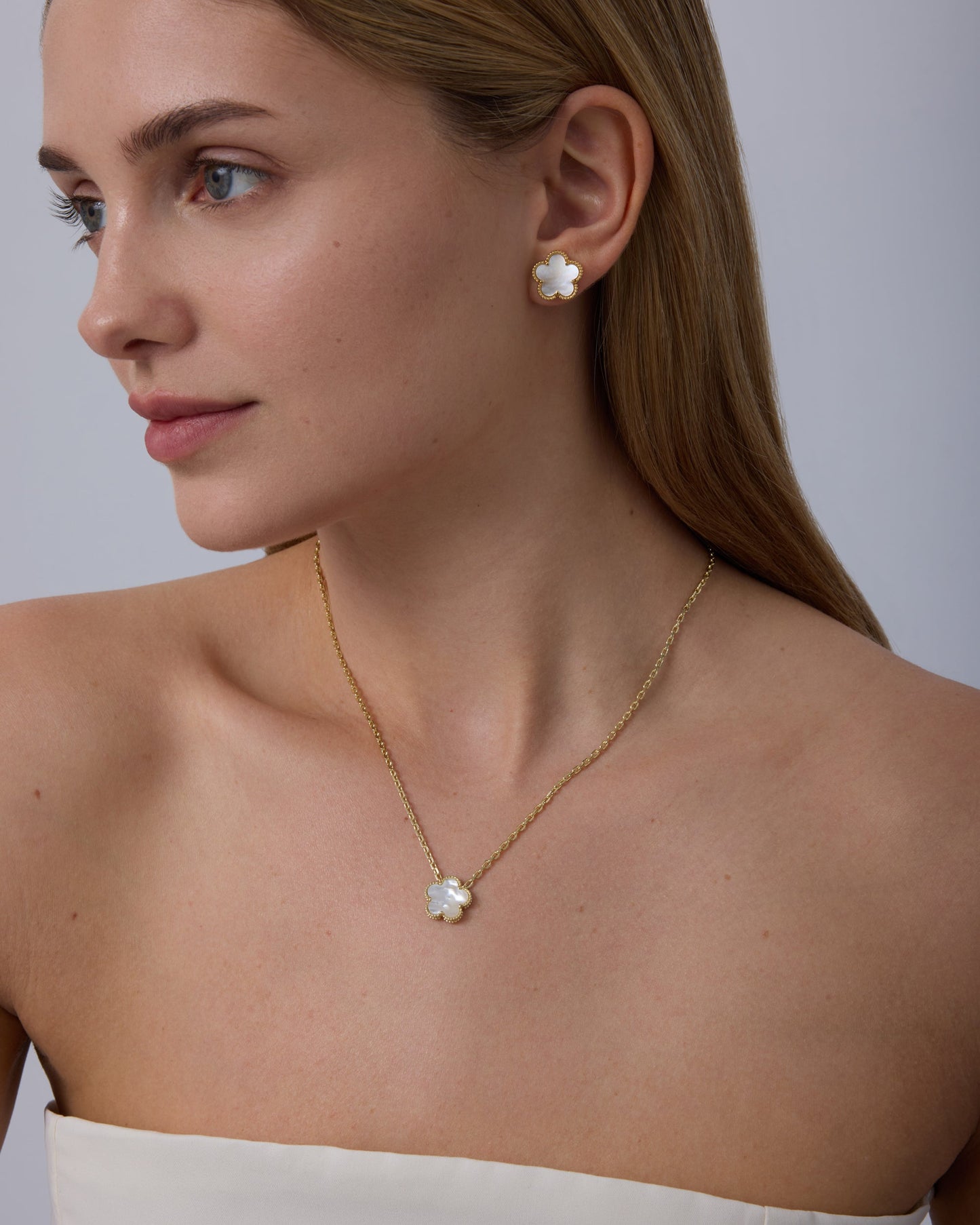 Mother of Pearl & Onyx Stud Earrings