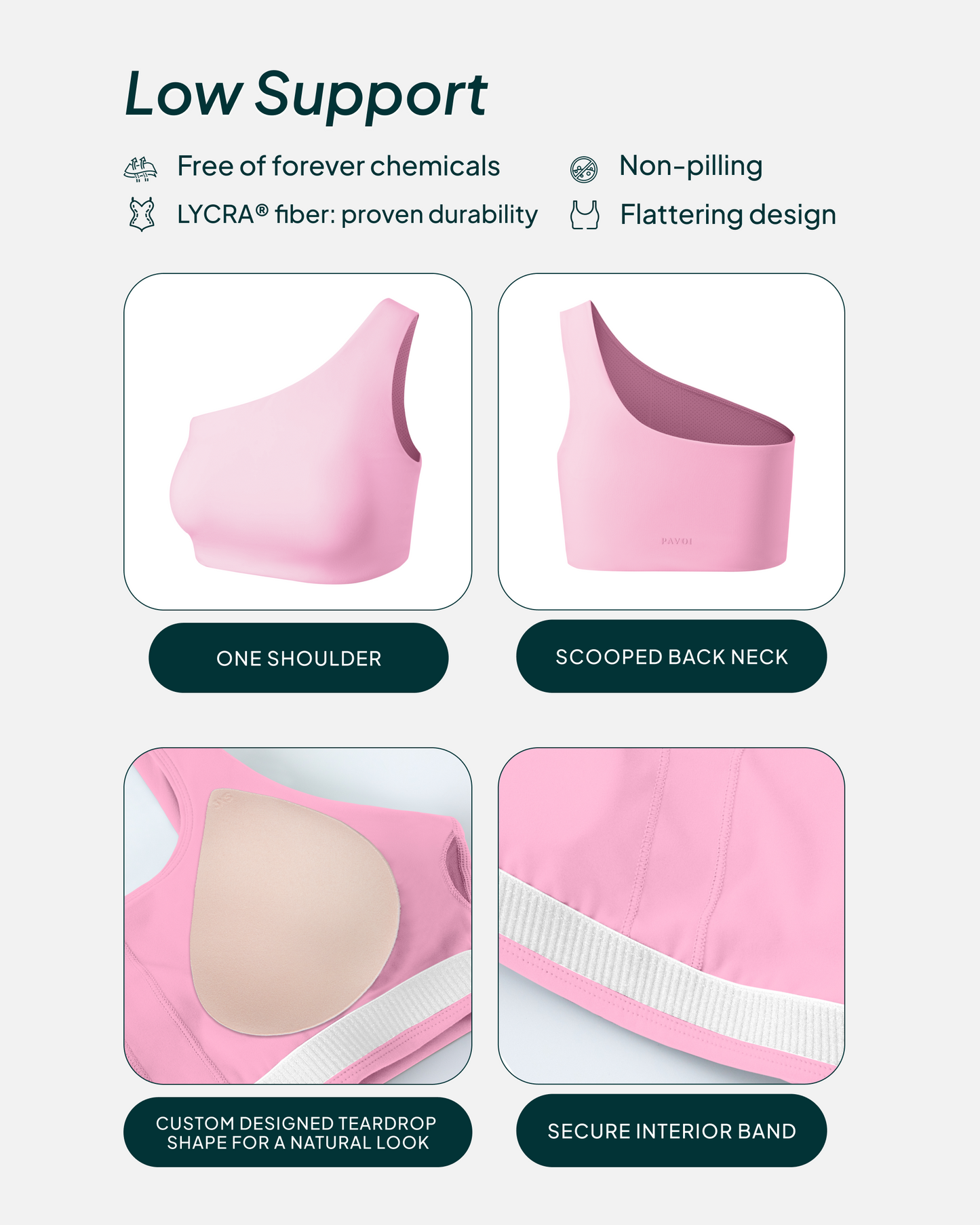 Athleisure One-Shoulder Low-Support Sports Bra