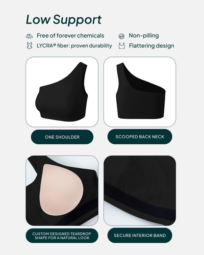 Athleisure One-Shoulder Low-Support Sports Bra