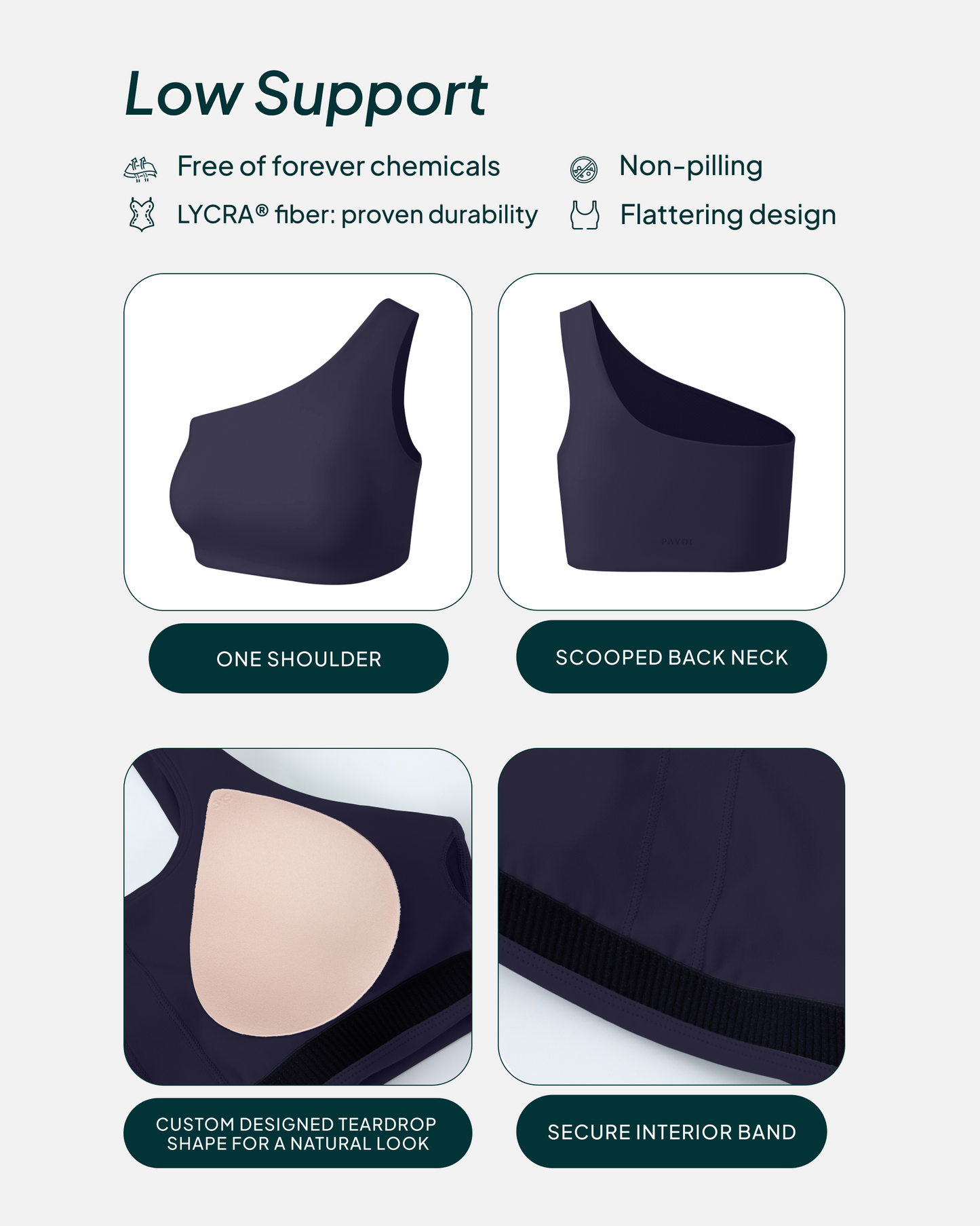 Athleisure One-Shoulder Low-Support Sports Bra