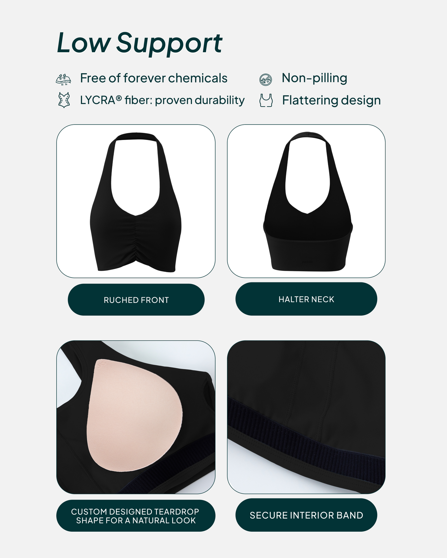 Athleisure Scrunch Halter Low-Support Sports Bra