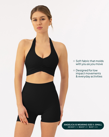 Athleisure Scrunch Halter Low-Support Sports Bra