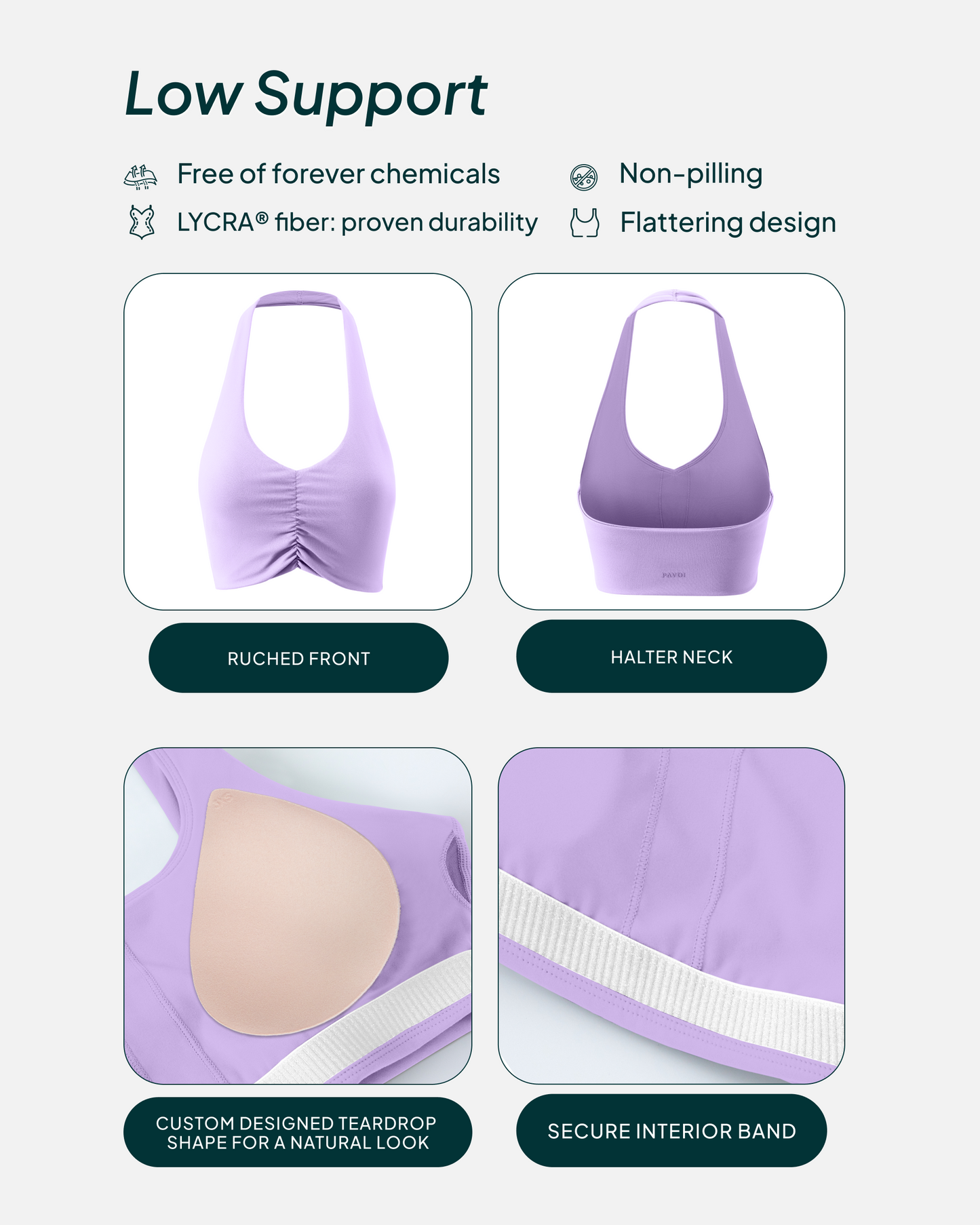 Athleisure Scrunch Halter Low-Support Sports Bra