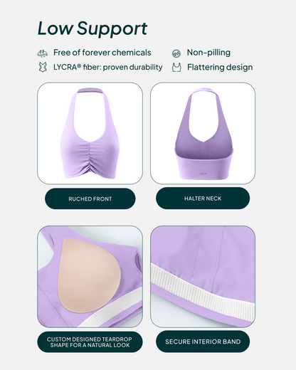 Athleisure Scrunch Halter Low-Support Sports Bra