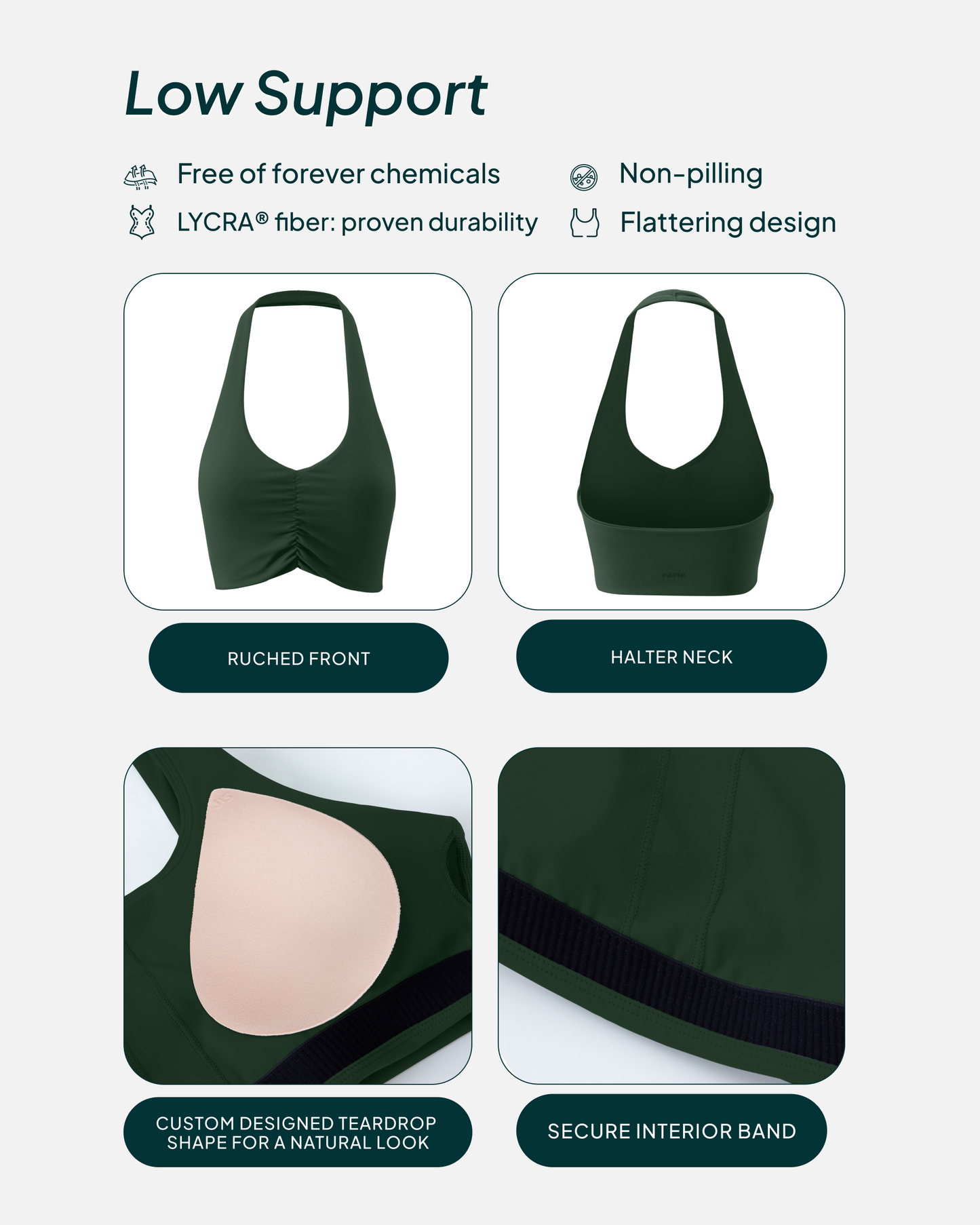 Athleisure Scrunch Halter Low-Support Sports Bra