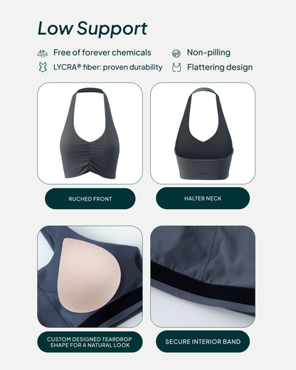 Athleisure Scrunch Halter Low-Support Sports Bra