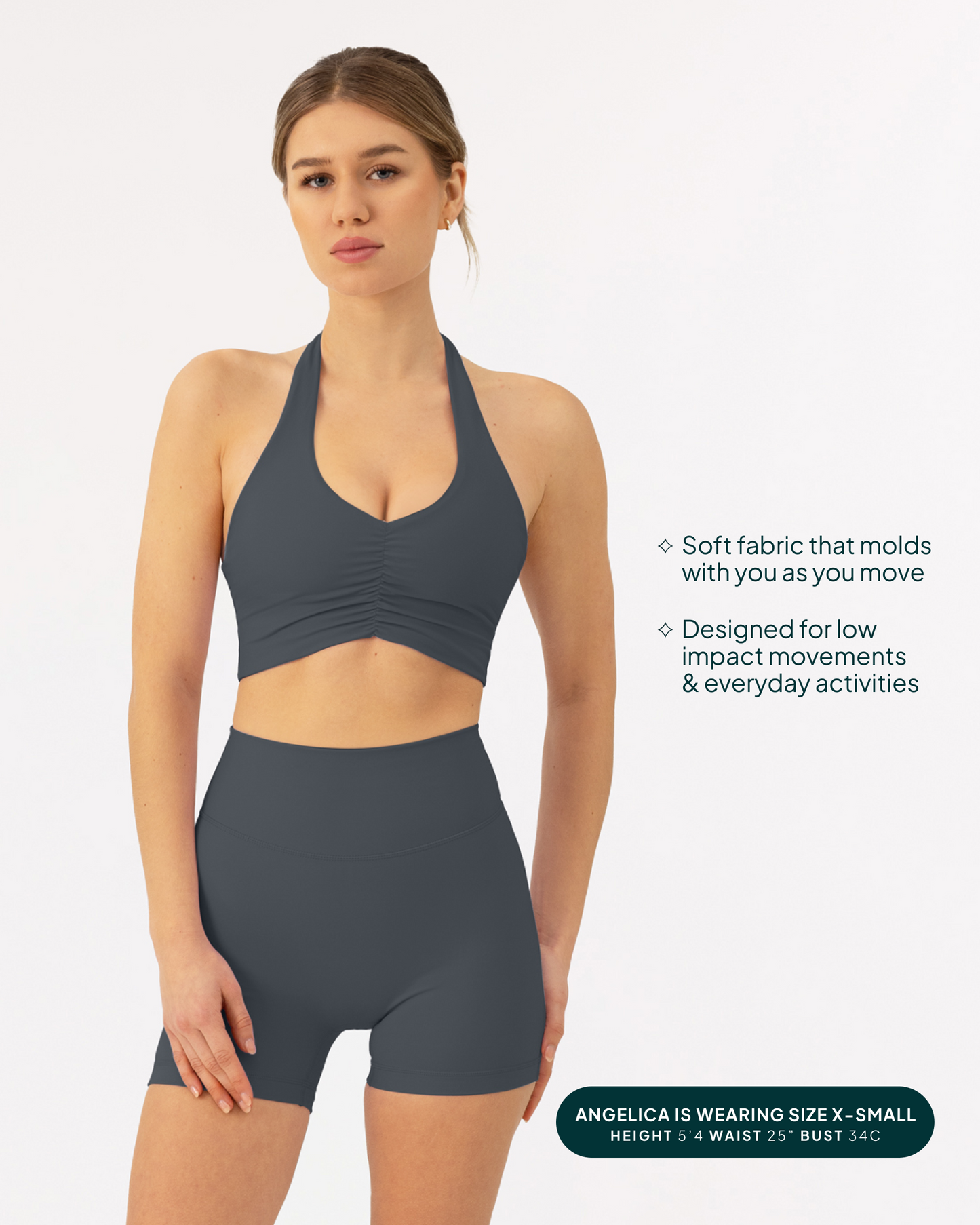 Athleisure Scrunch Halter Low-Support Sports Bra