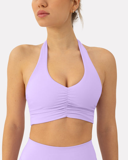 Athleisure Scrunch Halter Low-Support Sports Bra