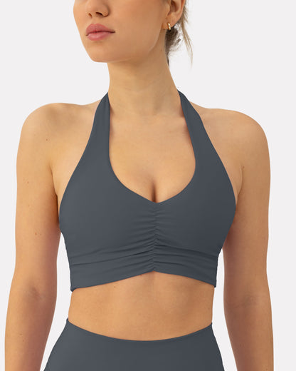 Athleisure Scrunch Halter Low-Support Sports Bra