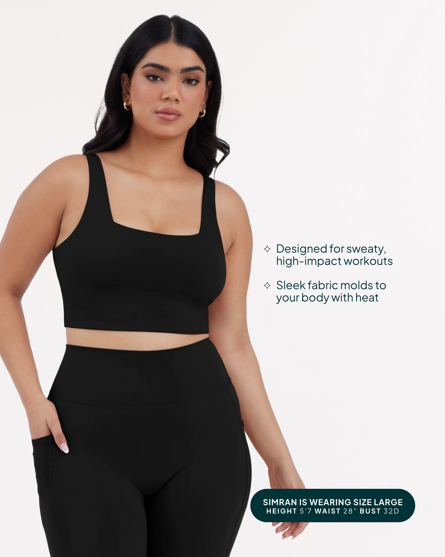 Longline Square Neck Medium-Support Padded Sports Bra