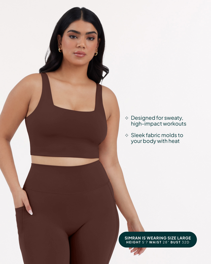 Longline Square Neck Medium-Support Padded Sports Bra