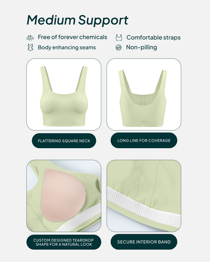 Longline Square Neck Medium-Support Padded Sports Bra