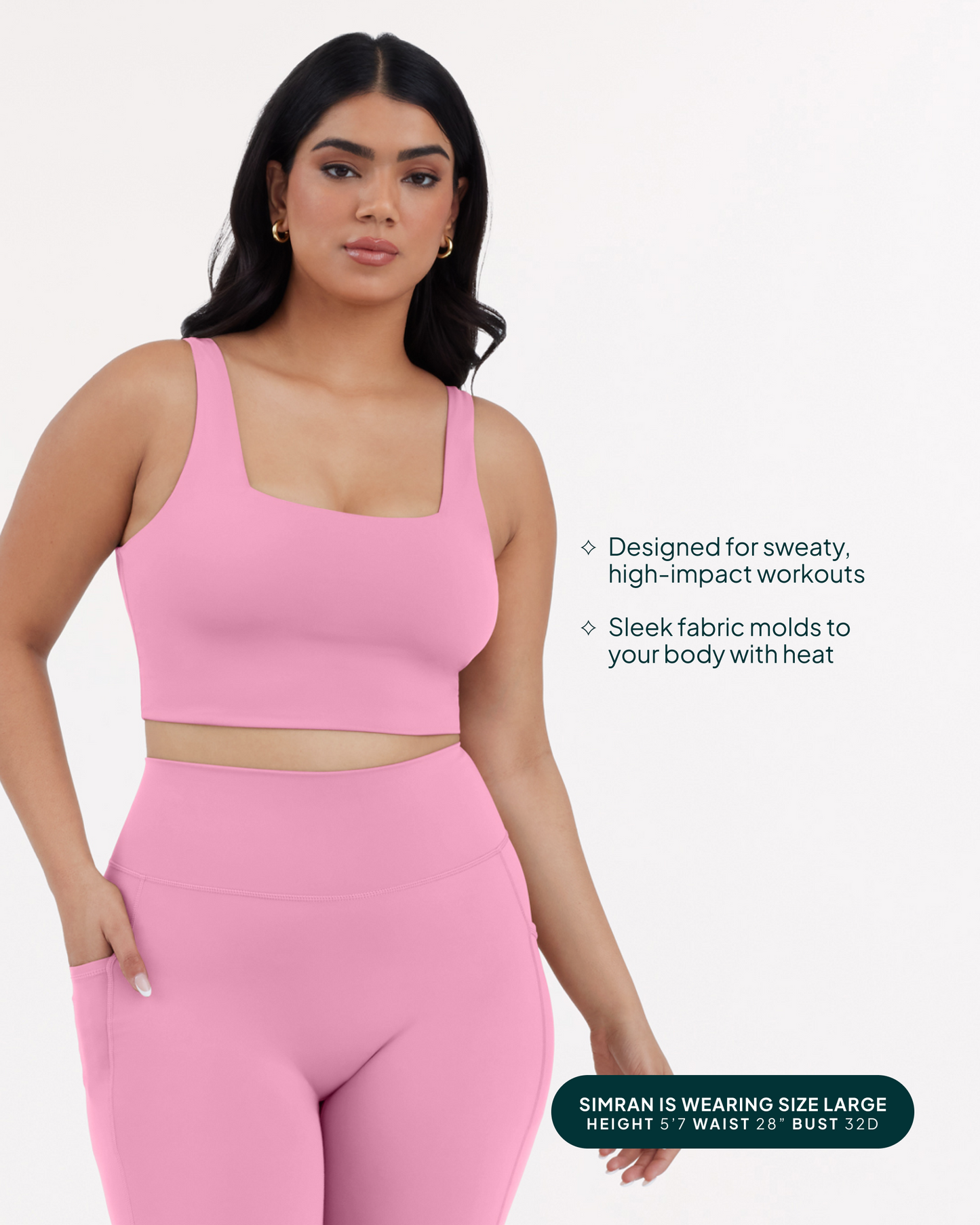 Longline Square Neck Medium-Support Padded Sports Bra