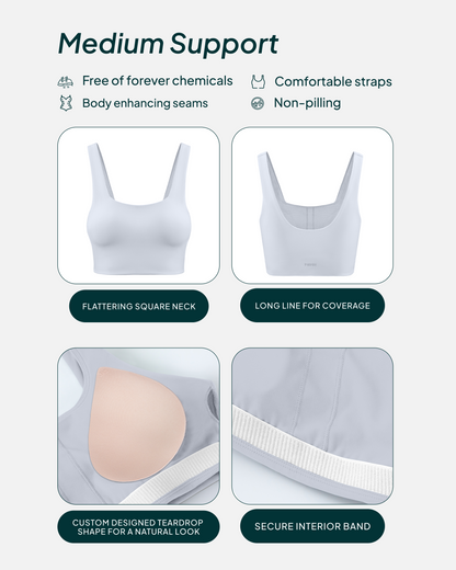 Longline Square Neck Medium-Support Padded Sports Bra