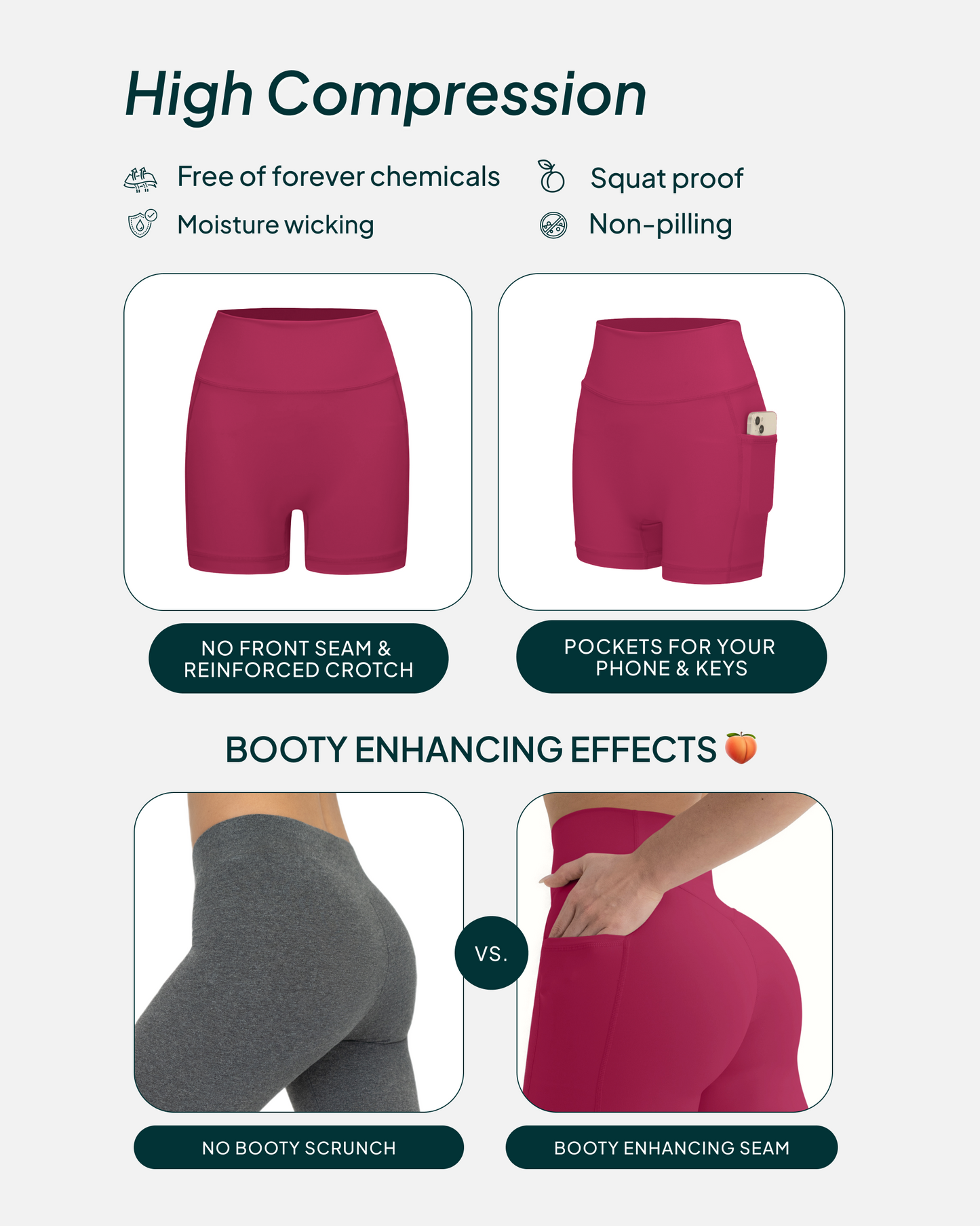 High-Waisted Butt Lifting 6" Biker Shorts with Pockets
