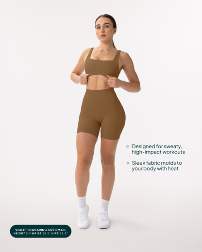 High-Waisted Butt Lifting 6" Biker Shorts with Pockets