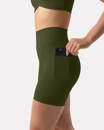 High-Waisted Butt Lifting 6" Biker Shorts with Pockets