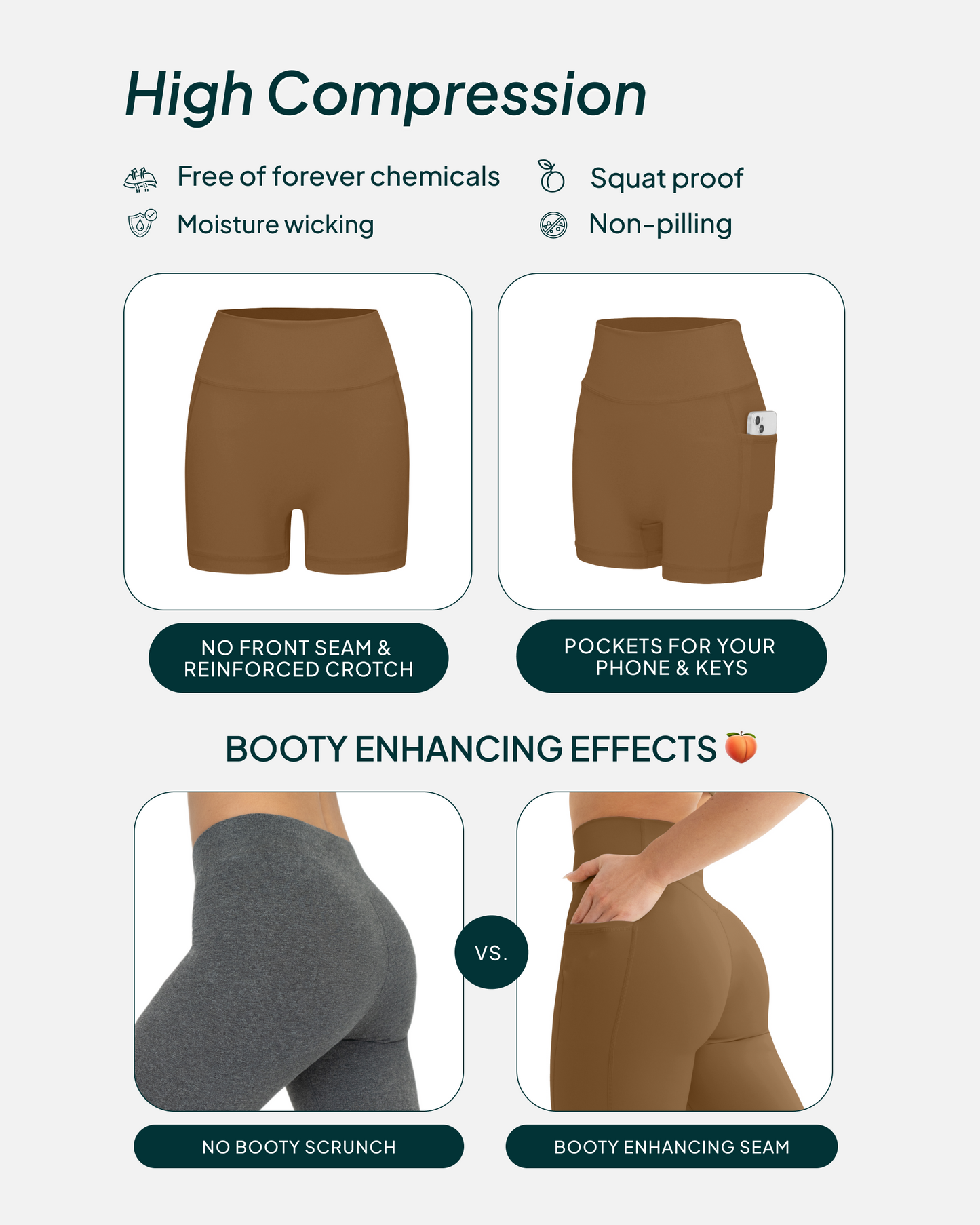 High-Waisted Butt Lifting 6" Biker Shorts with Pockets