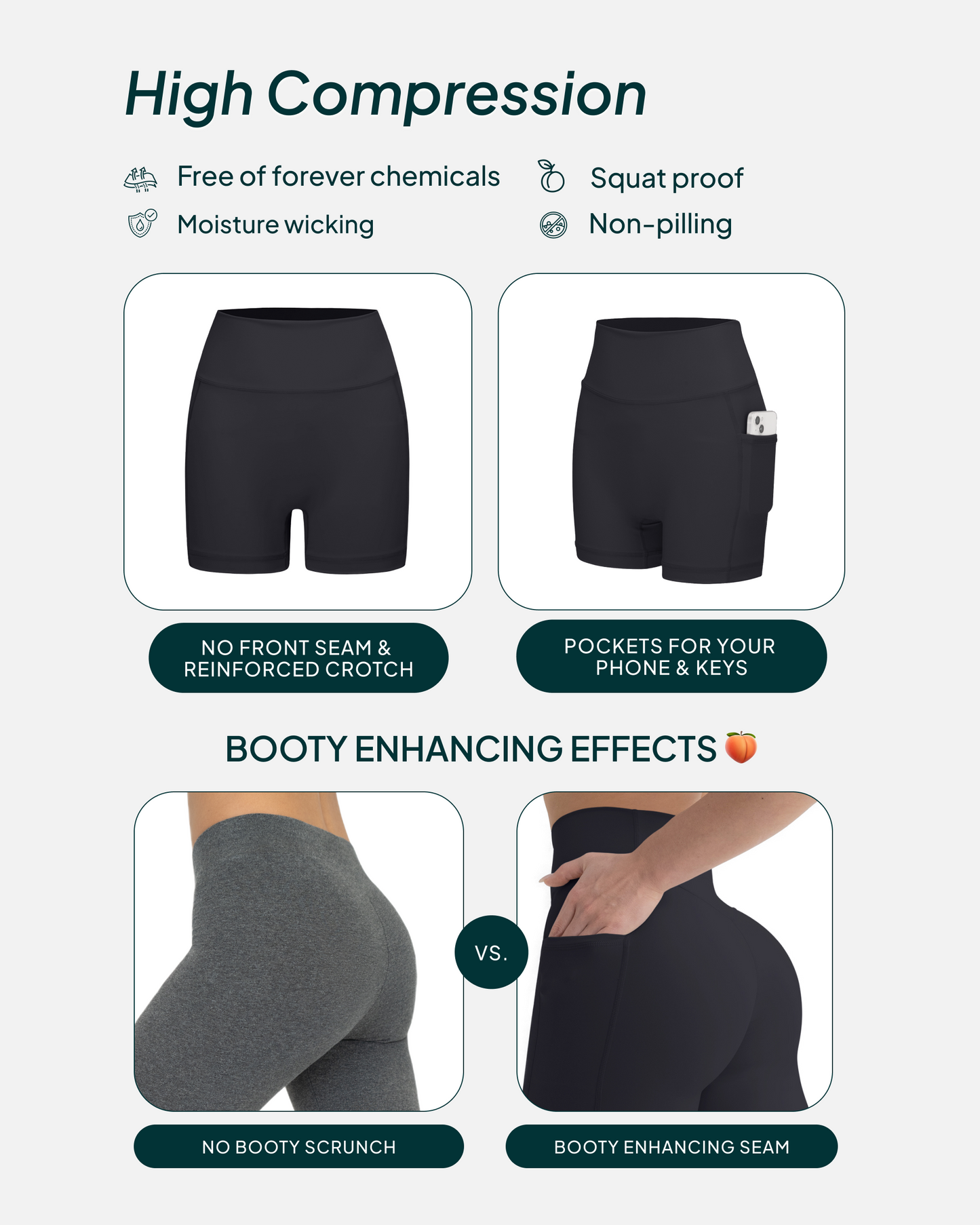 High-Waisted Butt Lifting 6" Biker Shorts with Pockets