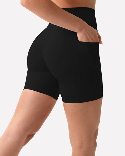 High-Waisted Butt Lifting 6" Biker Shorts with Pockets