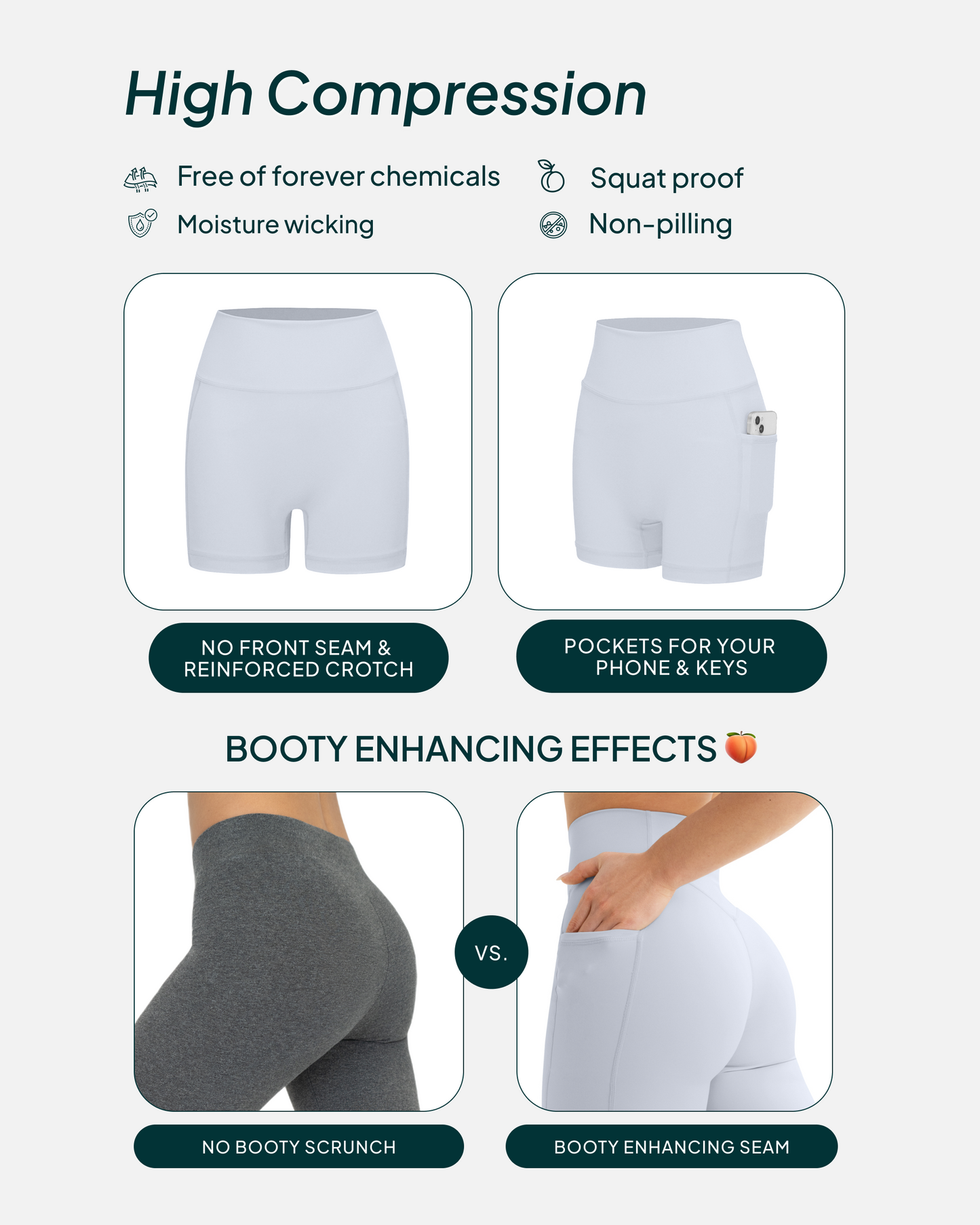 High-Waisted Butt Lifting 6" Biker Shorts with Pockets