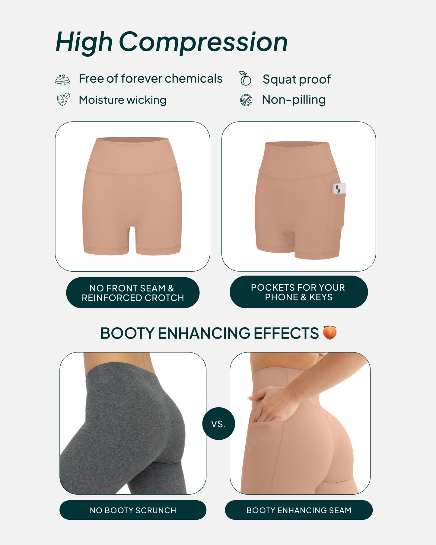 High-Waisted Butt Lifting 6" Biker Shorts with Pockets