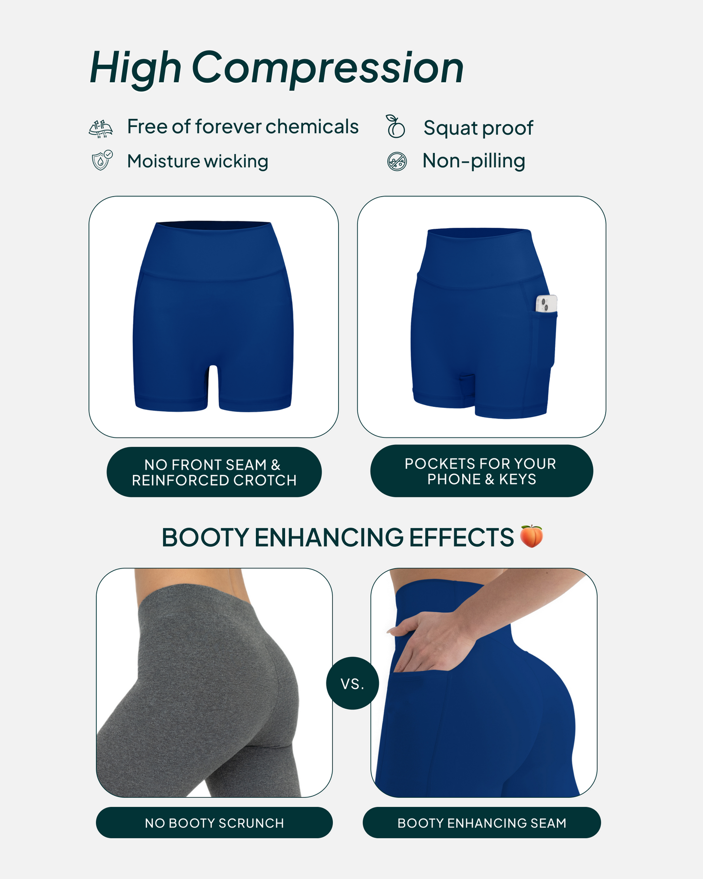 High-Waisted Butt Lifting 6" Biker Shorts with Pockets