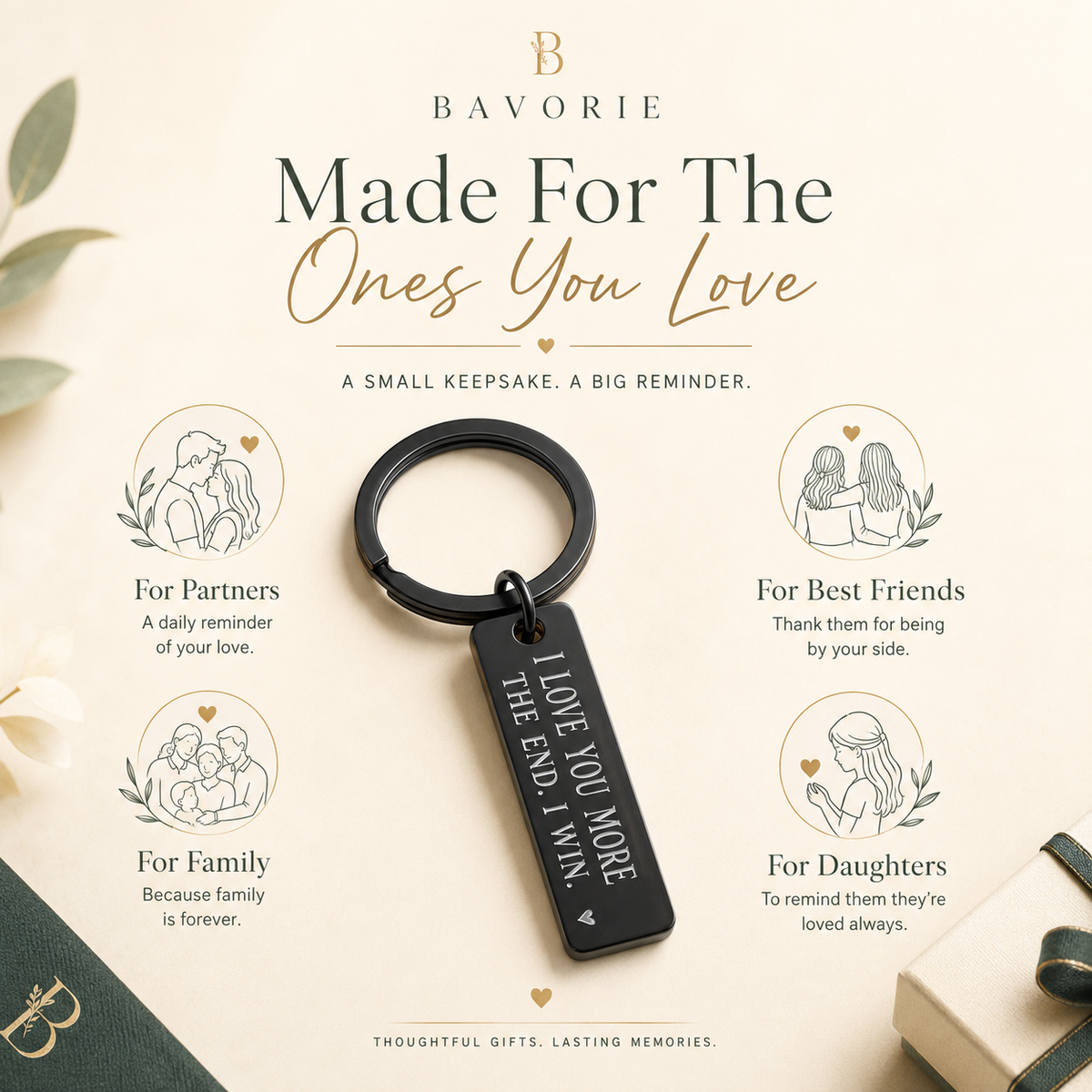 Bavorie Love You More Keepsake Keychain